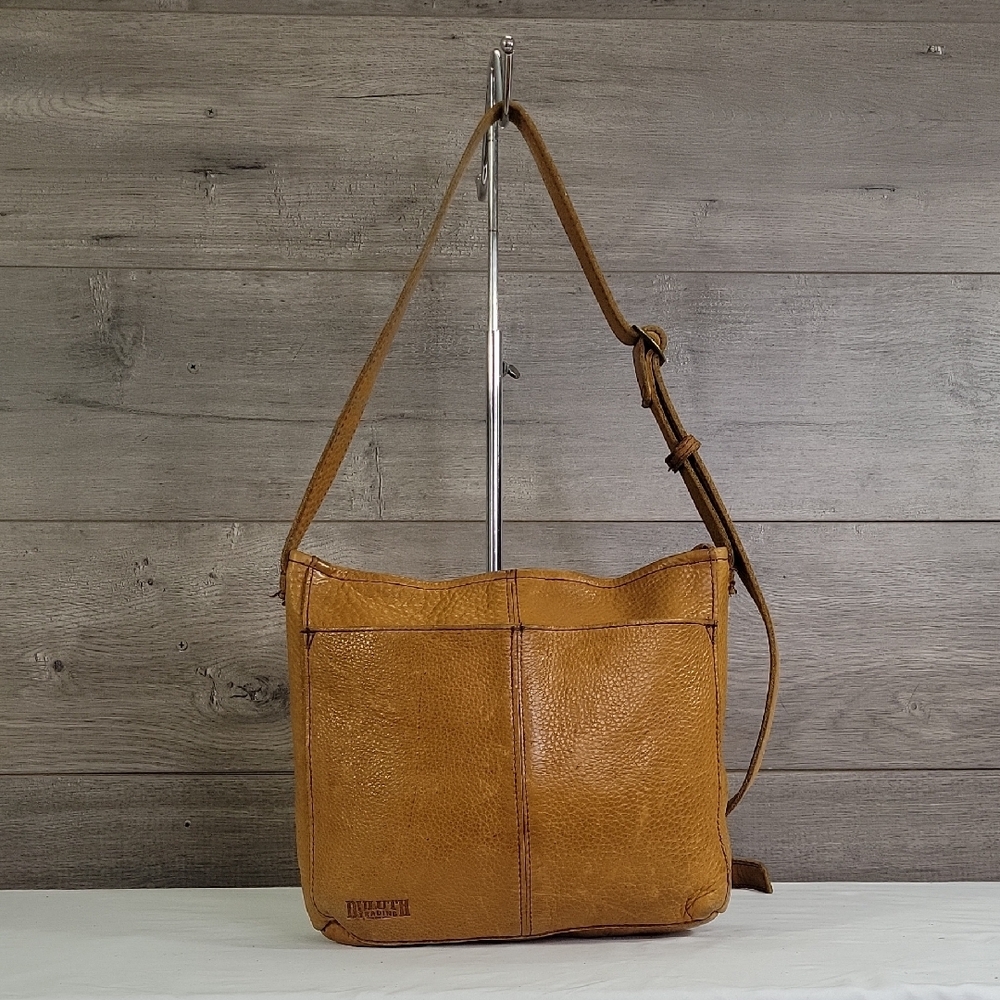 Duluth Trading Brown Pebble Leather Shoulder Bag